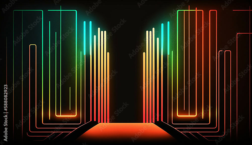 Fototapeta premium Retro neon light frame background new quality universal colorful technology stock image illustration design generative ai