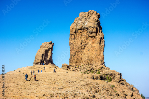 Roque Nublo volcanic rock on the island of Gran Canaria, Canary Islands, Spain