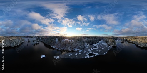 swedish nature and landscape shots with snow, sun, ski jump, lakes © Stefan