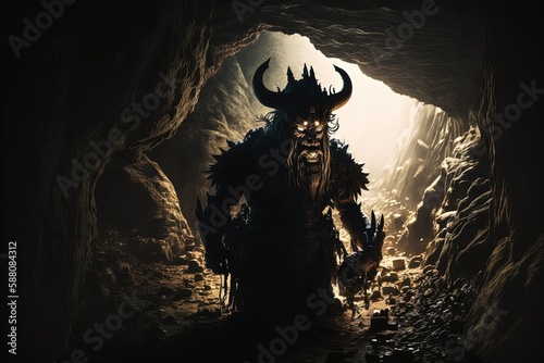 A dark evil old god below the ground in a cave, eldritch god, dark fantasy. photo
