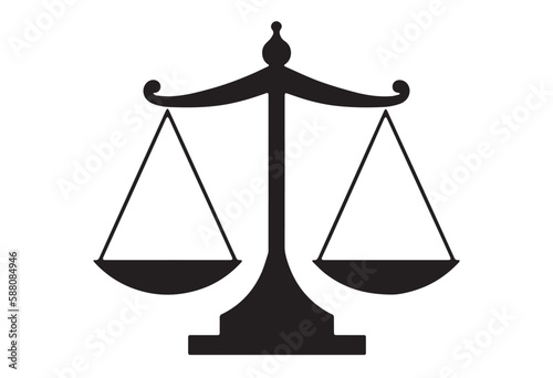 Flat Law Symbol Icon Vector Illustration with Scale of Justice Sign