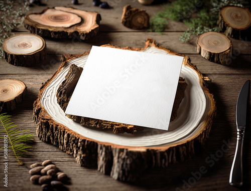 Rustic wooden slice with em...