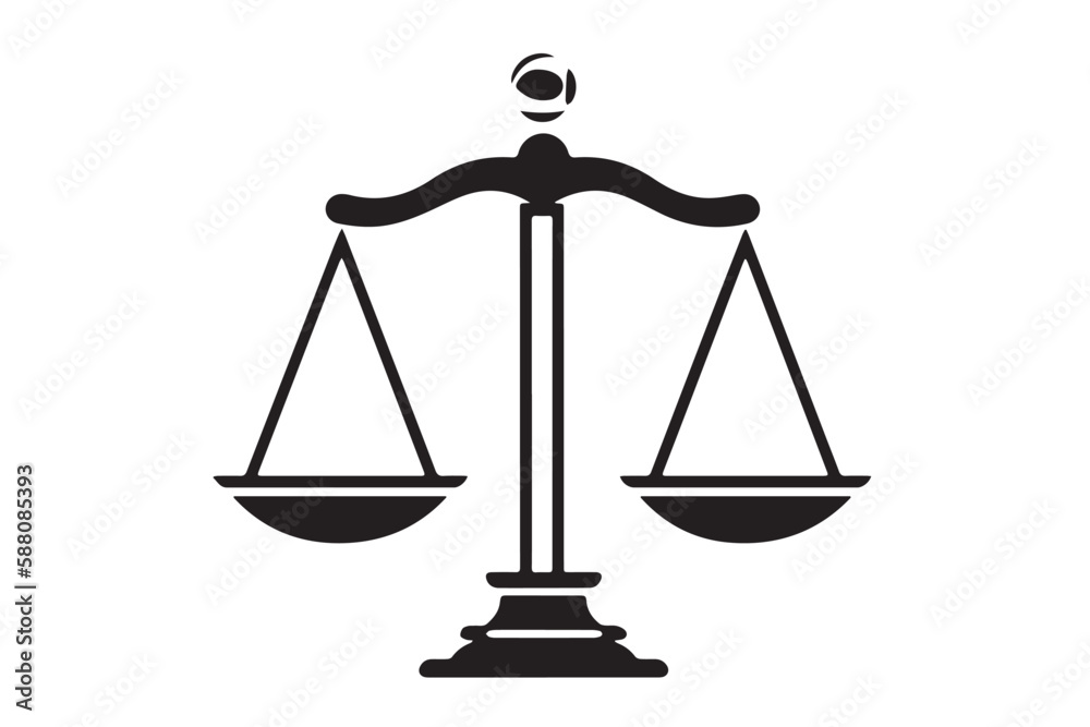 Flat Law Symbol Icon Vector Illustration with Scale of Justice Sign Flat Law Symbol Icon Vector Illustration with Scale of Justice Sign