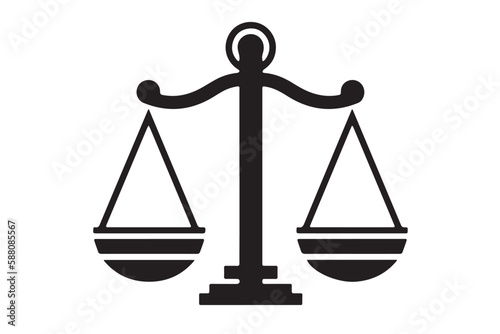Flat Law Symbol Icon Vector Illustration with Scale of Justice Sign