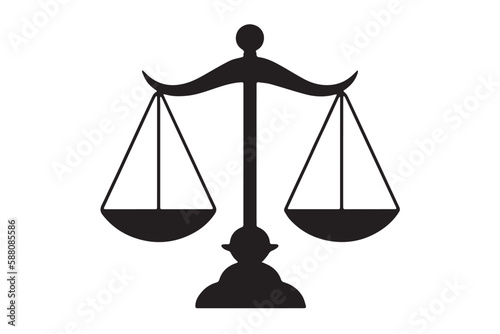 Flat Law Symbol Icon Vector Illustration with Scale of Justice Sign photo