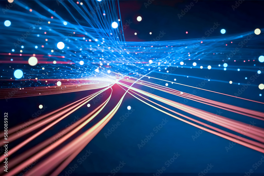 An Eye-Catching Illustration of Vibrant Colored Light Rays Radiating on a Soft and Dreamy Blurred Backgroun. created with Generative AI technology An Eye-Catching Illustration of Vibrant Colored Light Rays Radiating on a Soft and Dreamy Blurred Backgroun. created with Generative AI technology