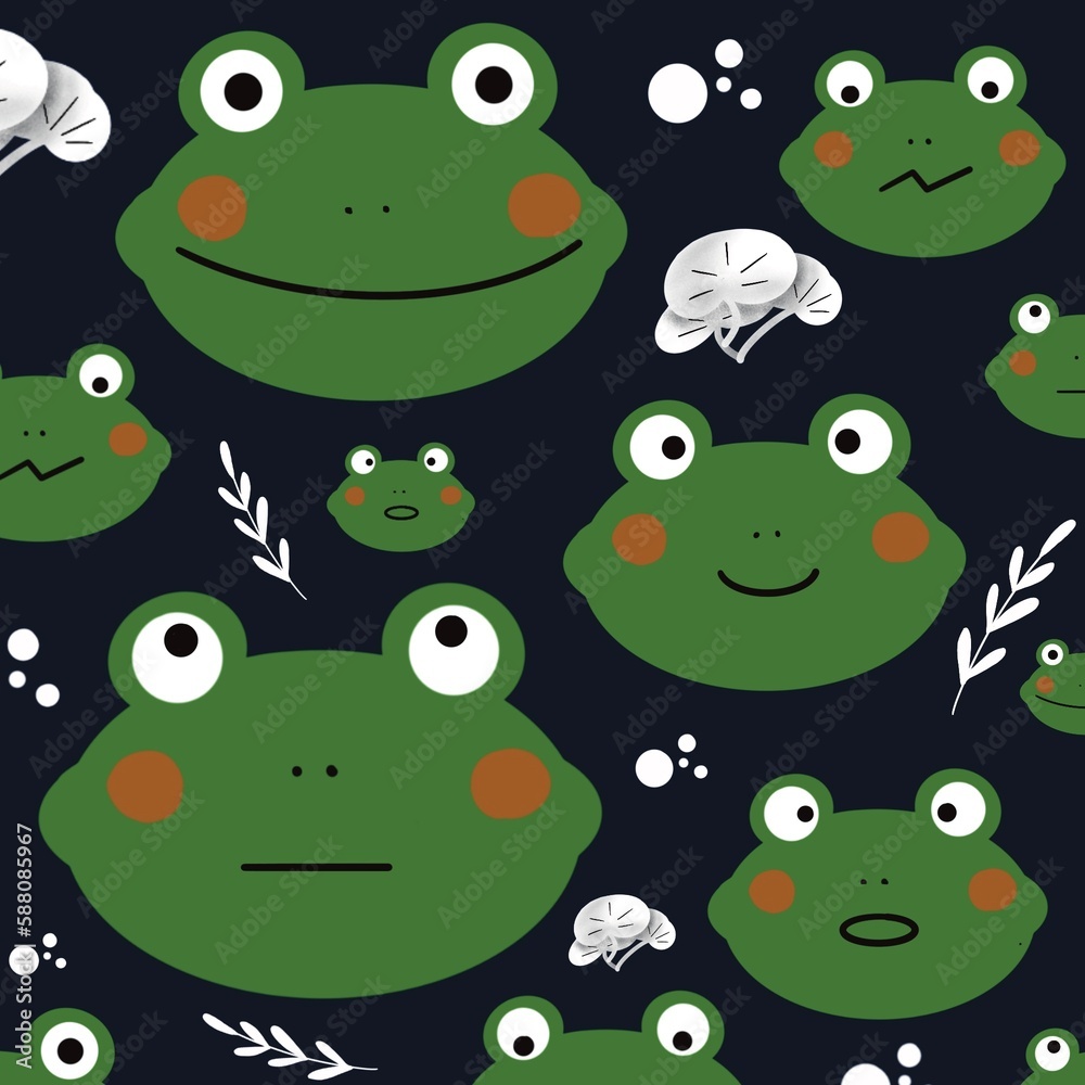 Fototapeta premium frog emoji image, showing different emotions. illustration