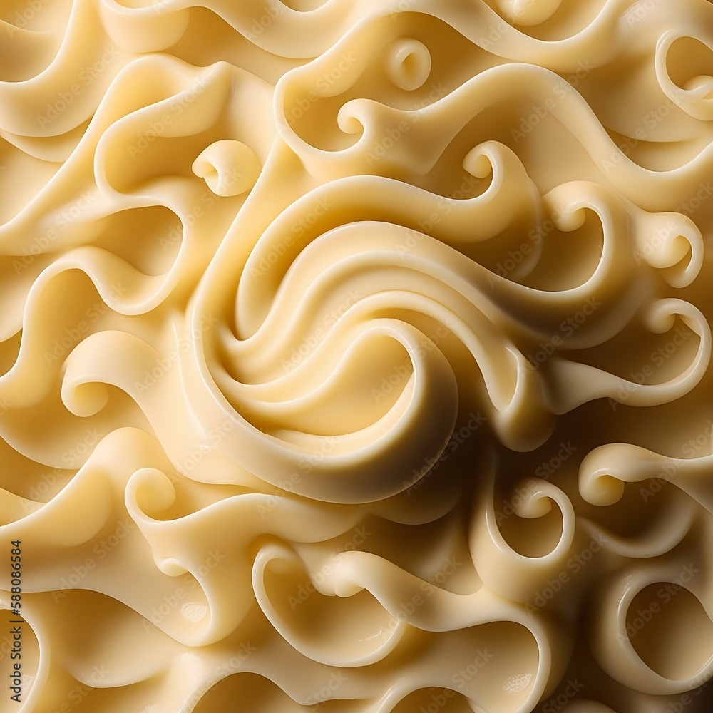 Creamy noodles swirl. Created by using generative AI.