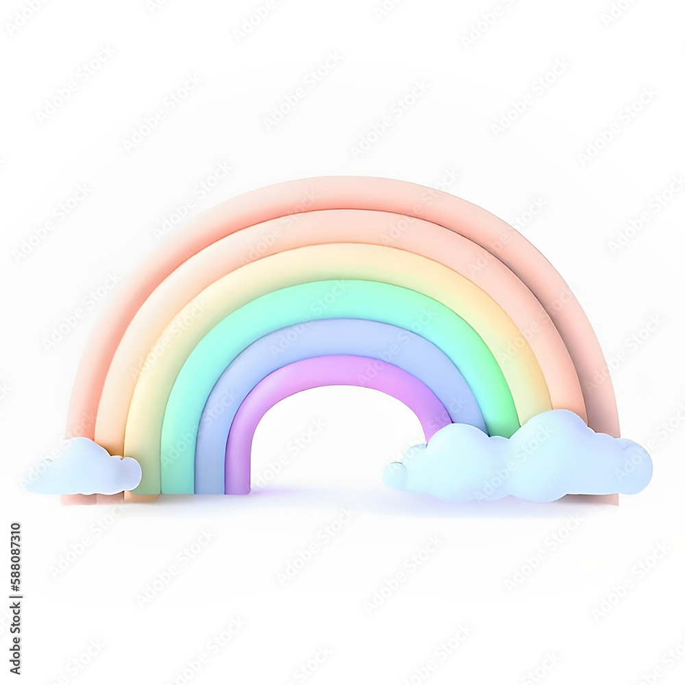 Arcobaleno con nuvole in stile plastilina su sfondo bianco generato dall'AI Arcobaleno con nuvole in stile plastilina su sfondo bianco generato dall'AI