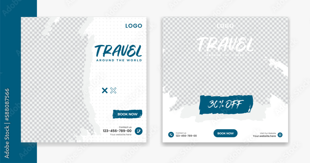 Creative Travel social media post design, holiday vacation square post template, tour post vector, happy journey carousel Creative Travel social media post design, holiday vacation square post template, tour post vector, happy journey carousel