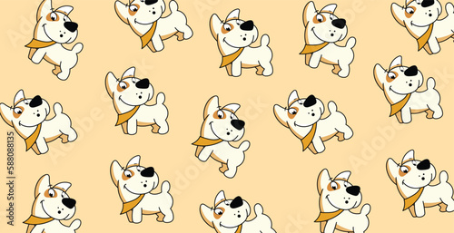Funny dogs collection  seamless pattern hand drawn dogs.