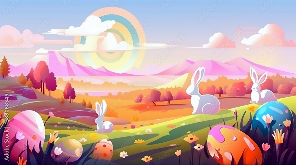Easter eggs, happy easter, bunny, Generative AI
