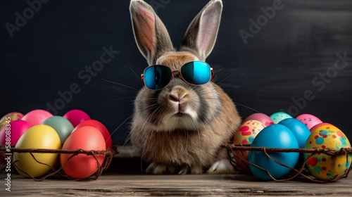 Easter eggs, happy easter, bunny, Generative AI