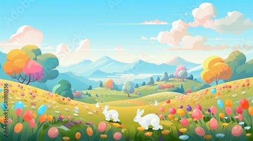 Easter eggs, happy easter, bunny, Generative AI