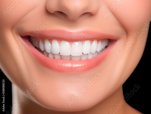 Sorriso Deslumbrante e Sa  de Bucal Impec  vel - Dentes Perfeitos com Higiene Exemplar e Cuidados Dent  rios Especializados para uma Vida Plena e Feliz em Imagem Inspiradora  criada por IA generativa