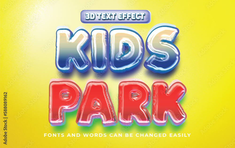 Kids park playful 3d editable text effect style