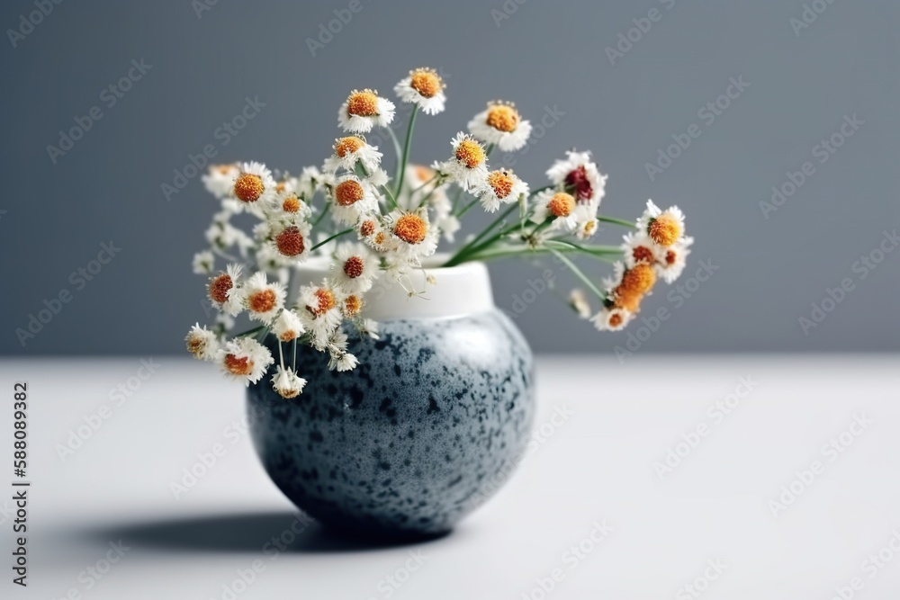 minimalist white plant on white background, generative ai