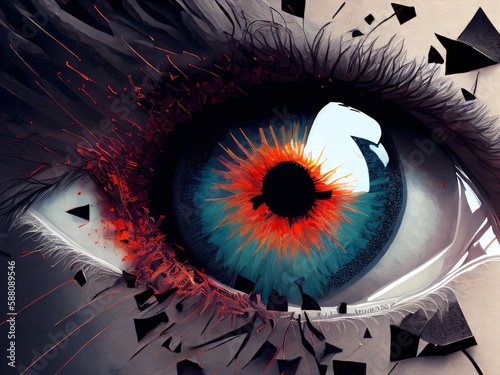 Abstract illustration of human eye. Medicine, view, organ of vision or health concept. Created with generative AI tools