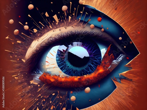 Abstract illustration of human eye. Medicine, view, organ of vision or health concept. Created with generative AI tools
