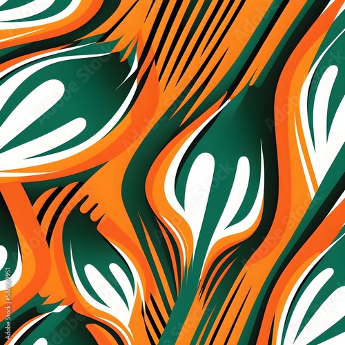 Stripes in green and orange, arrow shapes. Simple vector illustration