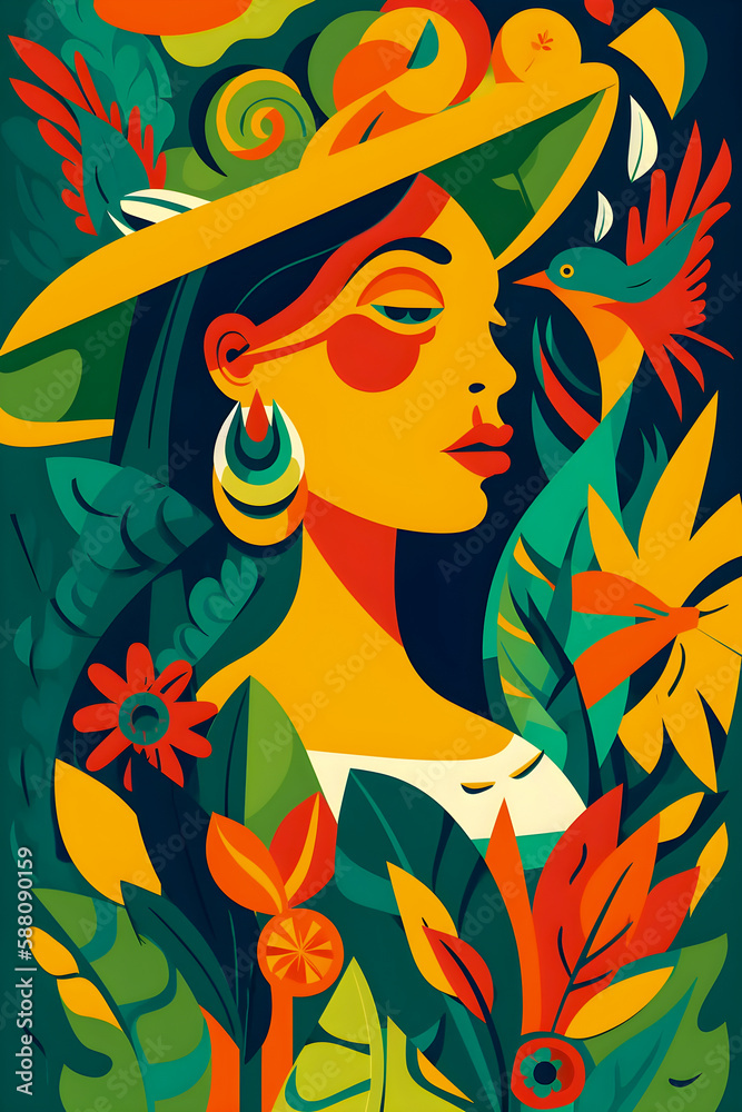 Traditional Colombian background, festival inspiration illustration, Generative AI Traditional Colombian background, festival inspiration illustration, Generative AI