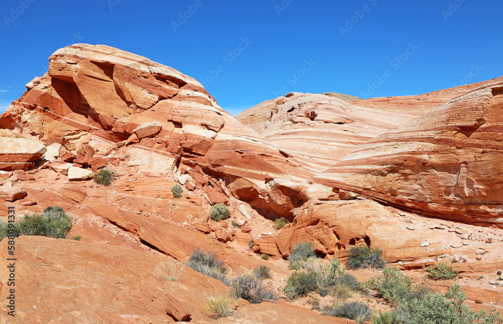Eroded Fire Wave - Valley of Fire State Park, Nevada Eroded Fire Wave - Valley of Fire State Park, Nevada