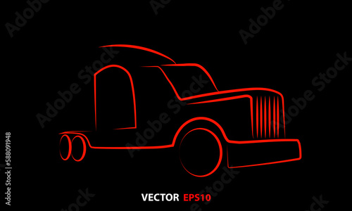 Heavy cargo truck illustration. simple line art