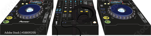 dj mixer with headphones illustration isolated