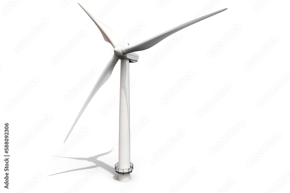 Wind generator on a white background, isolate. AI generated.