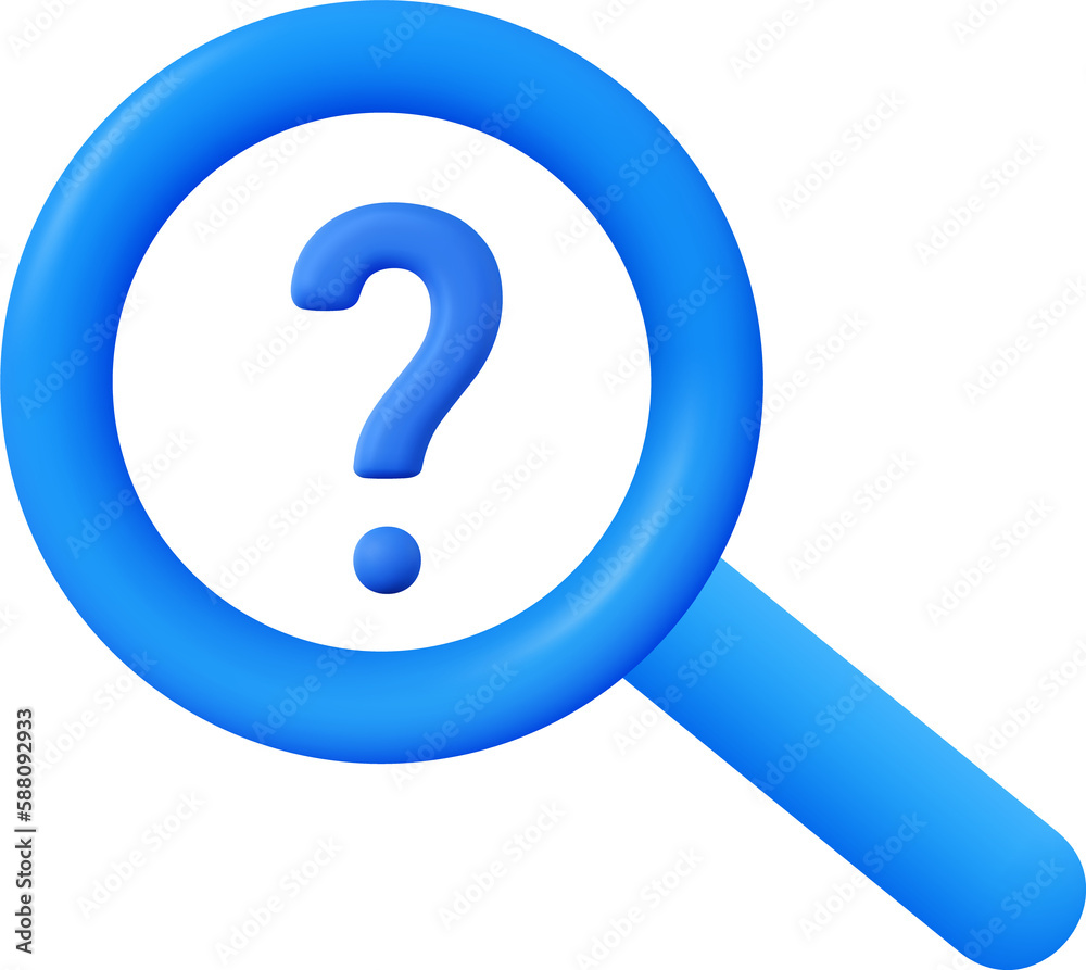 Blue question mark and search magnifying glass Blue question mark and search magnifying glass