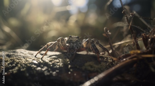 Spinne Nahaufnahme im Gegenlicht  ai generativ