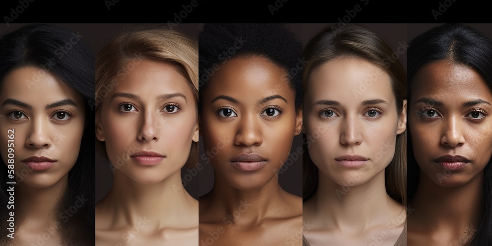 Obraz premium Geschäftsleute im Team Frauen Gesichter Multikulti Nahaufnahme, ai generativ