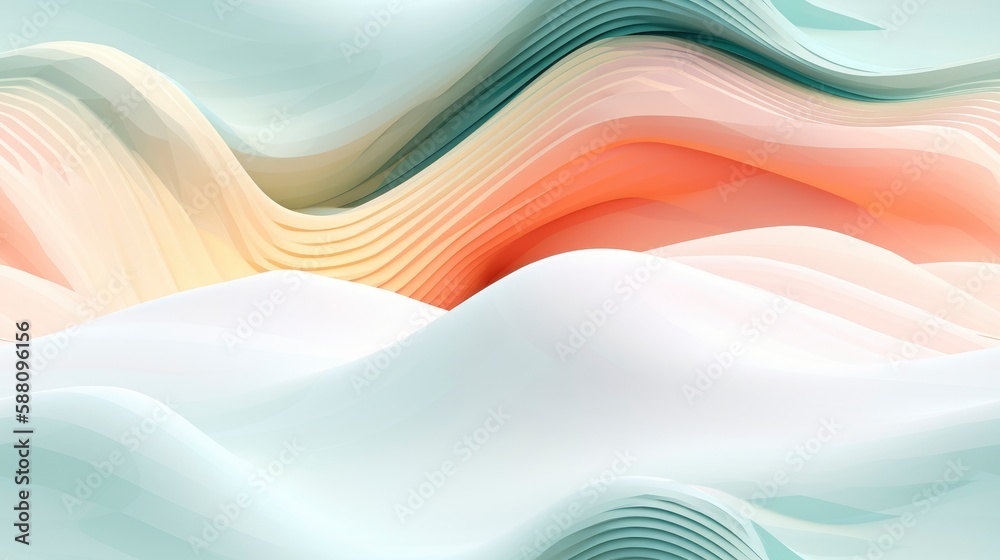 Obraz premium Soft Smooth Ocean Flow Wave, Red & White Gradient Pattern, Digital Silk Fabric Fluid Motion and Space Concept for Wallpaper Background, Luxury Curtain Weddings Valentine, generative ai