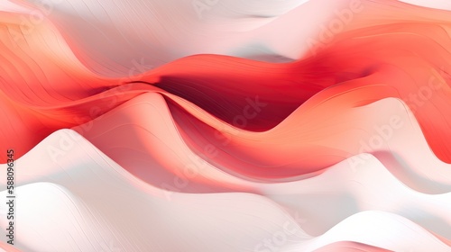 Soft Smooth Ocean Flow Wave, Red & White Gradient Pattern, Digital Silk Fabric Fluid Motion and Space Concept for Wallpaper Background, Luxury Curtain Weddings Valentine, generative ai © Anna Elizabeth