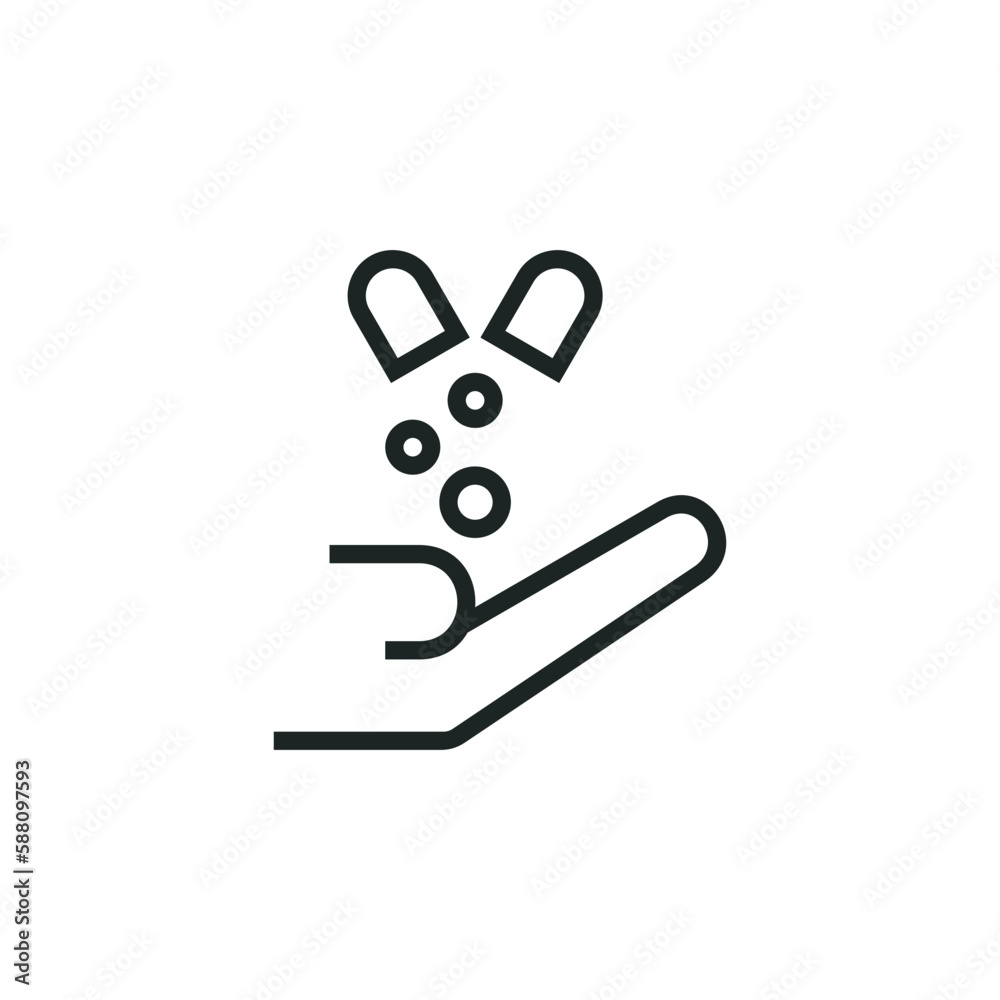 Hand with pills icon isolated on white backgound. Drugs, vitamins, medicine, medical treatment, overdose. Hand with pills icon isolated on white backgound. Drugs, vitamins, medicine, medical treatment, overdose.