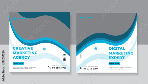 Digital business marketing promotion social media post template and Corporate advertising web banner design.
