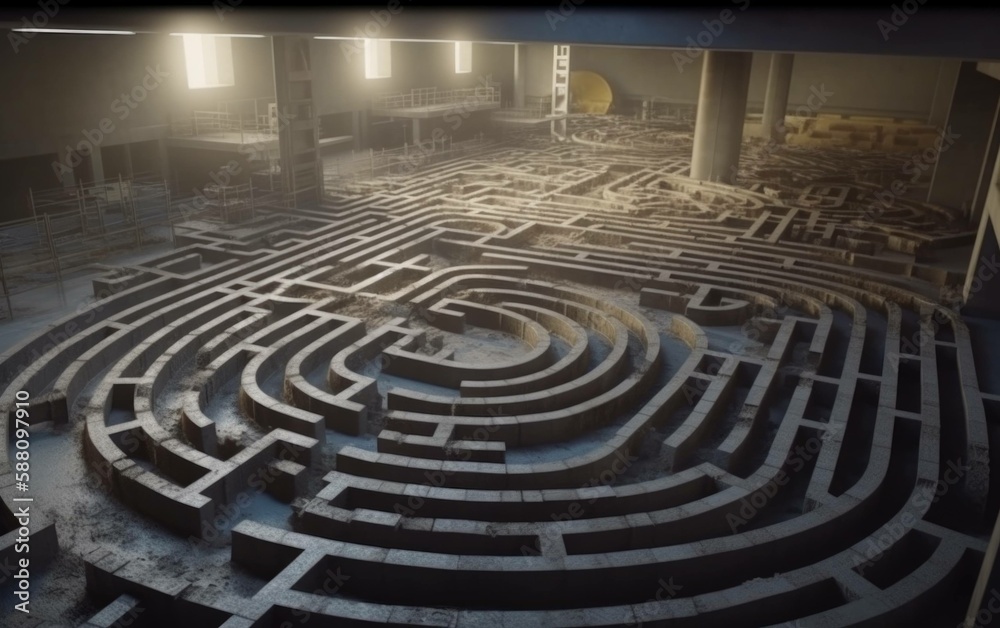 intricate and Mind-Bending Maze Pattern Created by Generative AI