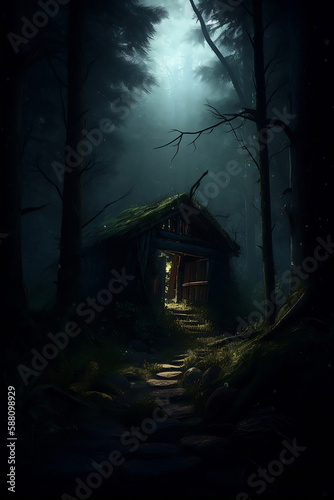 haunted house in the forest