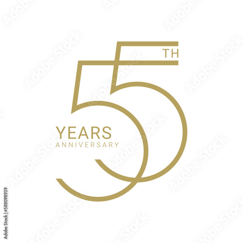 55 Years Anniversary Logo, Golden Color, Vector Template Design element for birthday, invitation, wedding, jubilee and greeting card illustration.