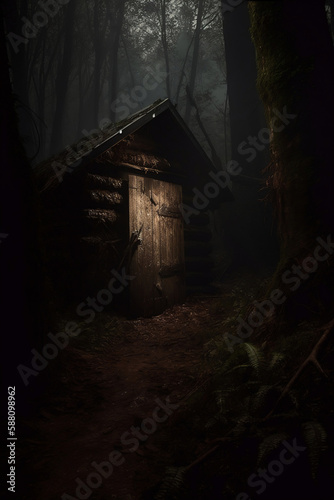 abandoned wood house in the forest