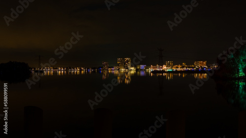 Skyline of the city of Almere at night