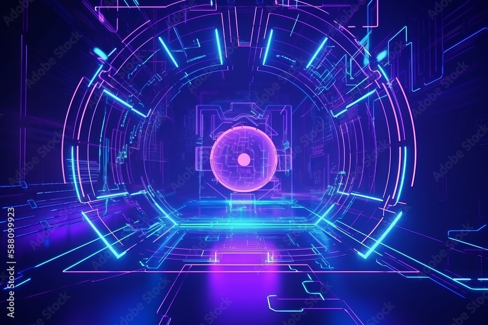 Obraz premium Circular abstract technology background. Generative ai