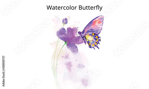 Watercolor Butterfly, butterfly on the flowers, butterflies, Lovely watercolor Butterfly, butterflies design.