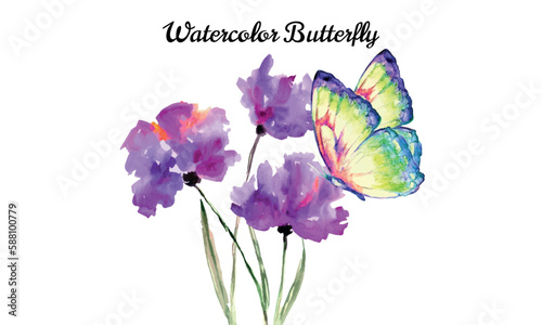 Watercolor Butterfly, butterfly on the flowers, butterflies, Lovely watercolor Butterfly,