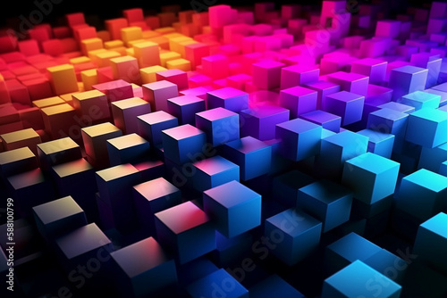 Colorful cubes digital art background