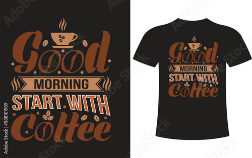 coffee Typography T-shirt design . photo