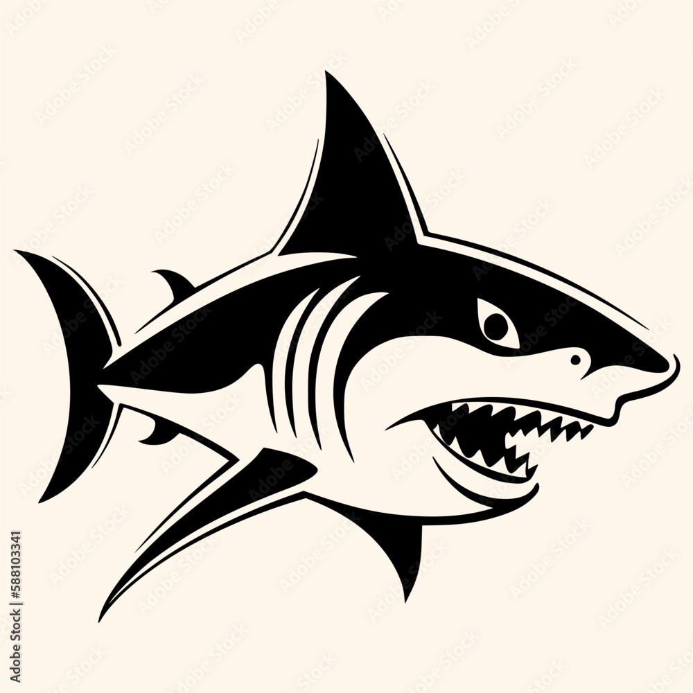 Shark vector for logo or icon, drawing Elegant minimalist style,abstract style Illustration Shark vector for logo or icon, drawing Elegant minimalist style,abstract style Illustration