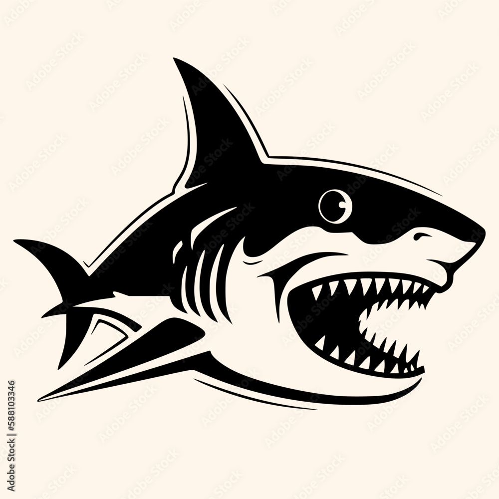 Fototapeta premium Shark vector for logo or icon, drawing Elegant minimalist style,abstract style Illustration 