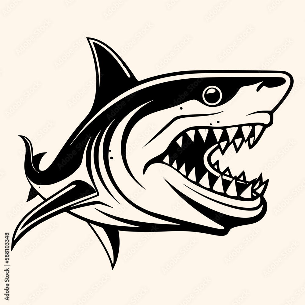 Shark vector for logo or icon, drawing Elegant minimalist style,abstract style Illustration Shark vector for logo or icon, drawing Elegant minimalist style,abstract style Illustration