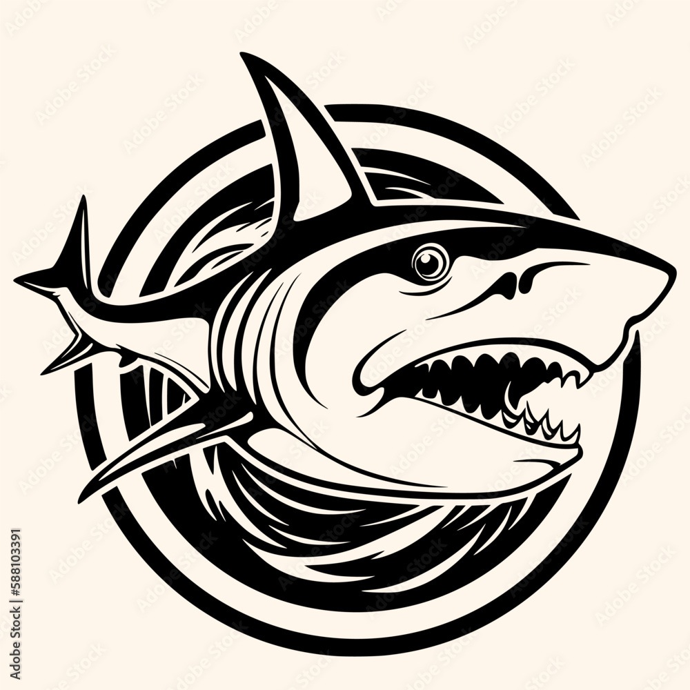 Shark vector for logo or icon, drawing Elegant minimalist style,abstract style Illustration Shark vector for logo or icon, drawing Elegant minimalist style,abstract style Illustration